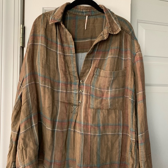 Free People Tops - Free People Plaid oversized shirt